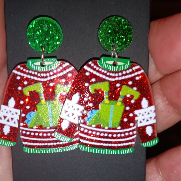 Sparkly Ugly Sweater Earrings! - Picture 2 of 3